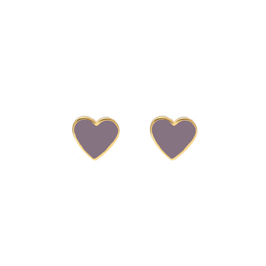 Mini Heart Studs Mauve Taupe