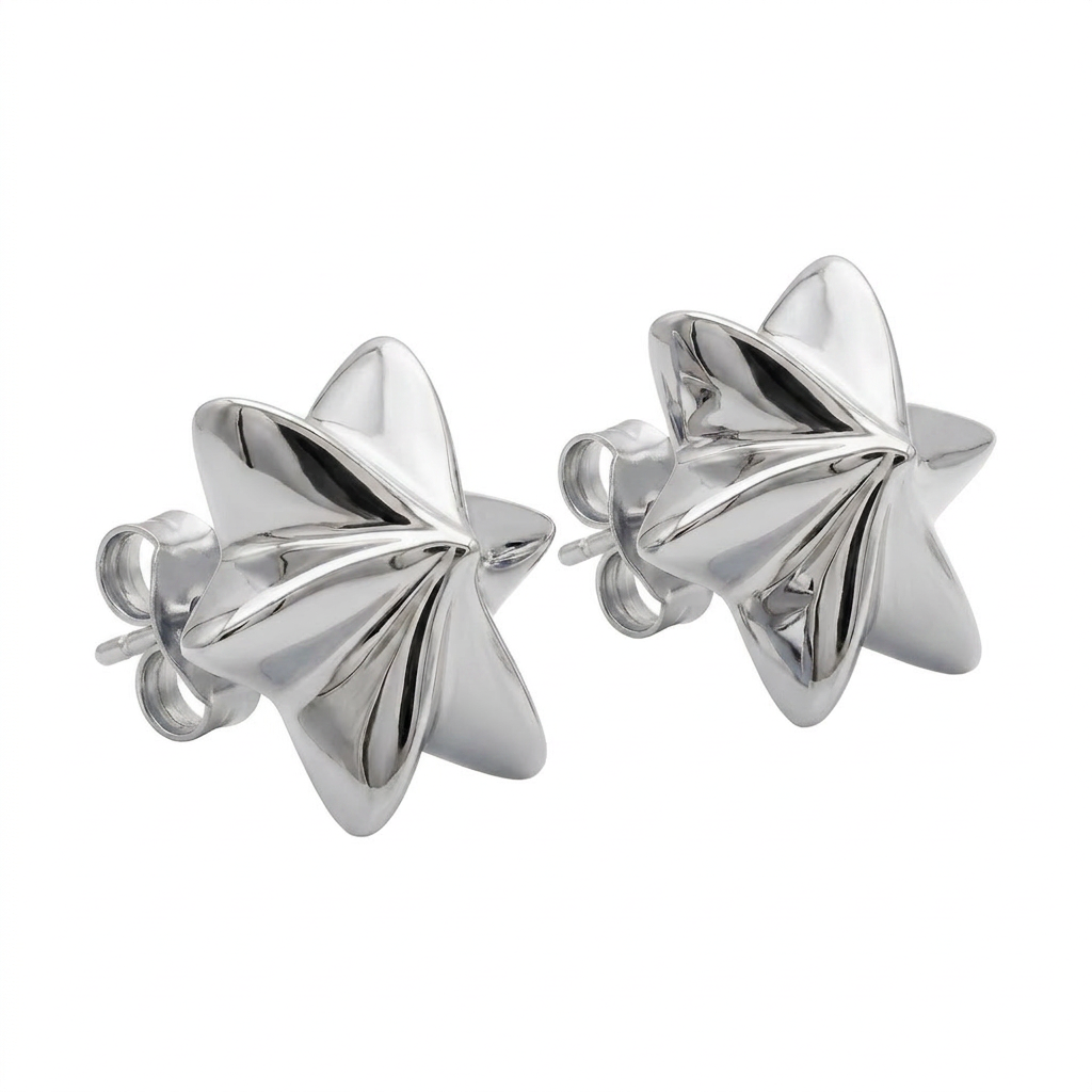 Bon Bon star studs Rhodium