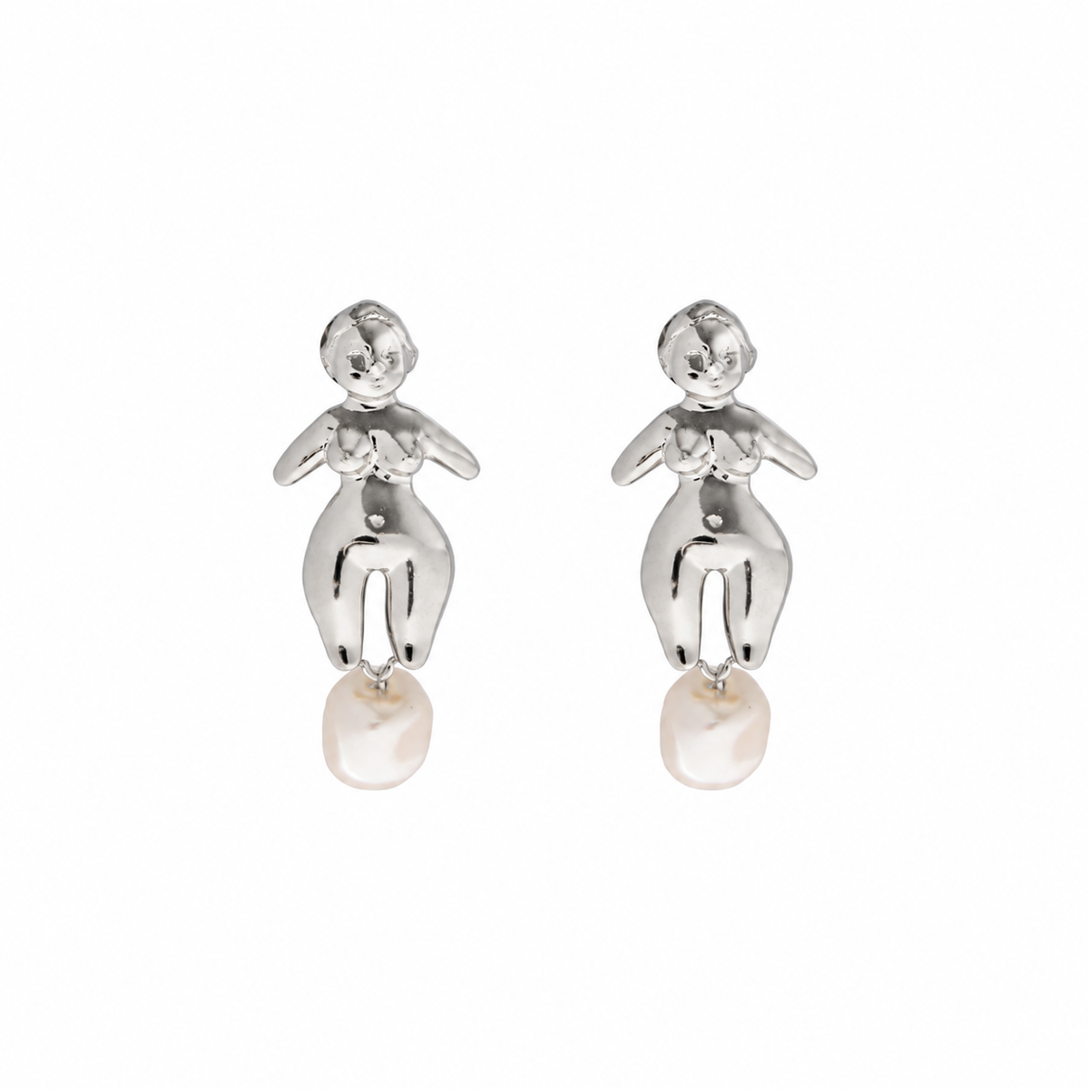 Venus Pearl Earrings Rhodium