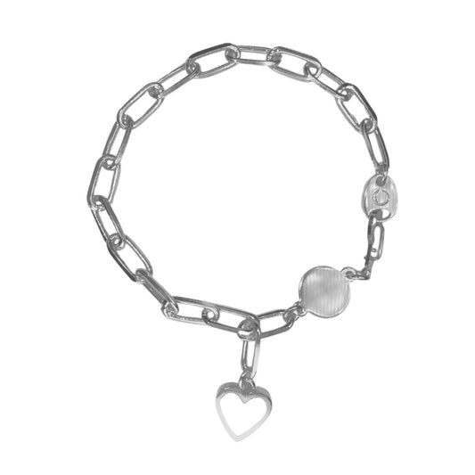 Heart charm Bracelet White Rhodium - ENVÍO 15 MAYO