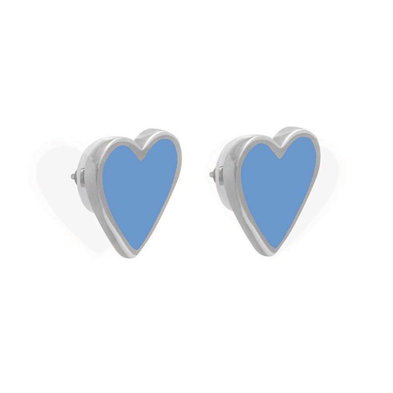 XL Heart Studs Denim Rhodium