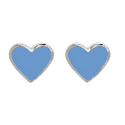 XL Heart Studs Denim Rhodium