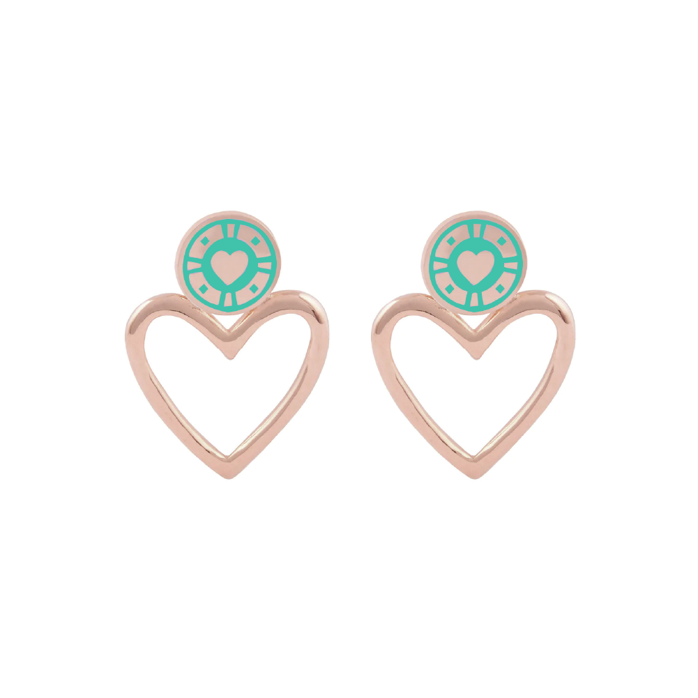 Jackpot Earrings Turquoise Rose gold