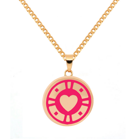 Casino Pendant Necklace Hot pink