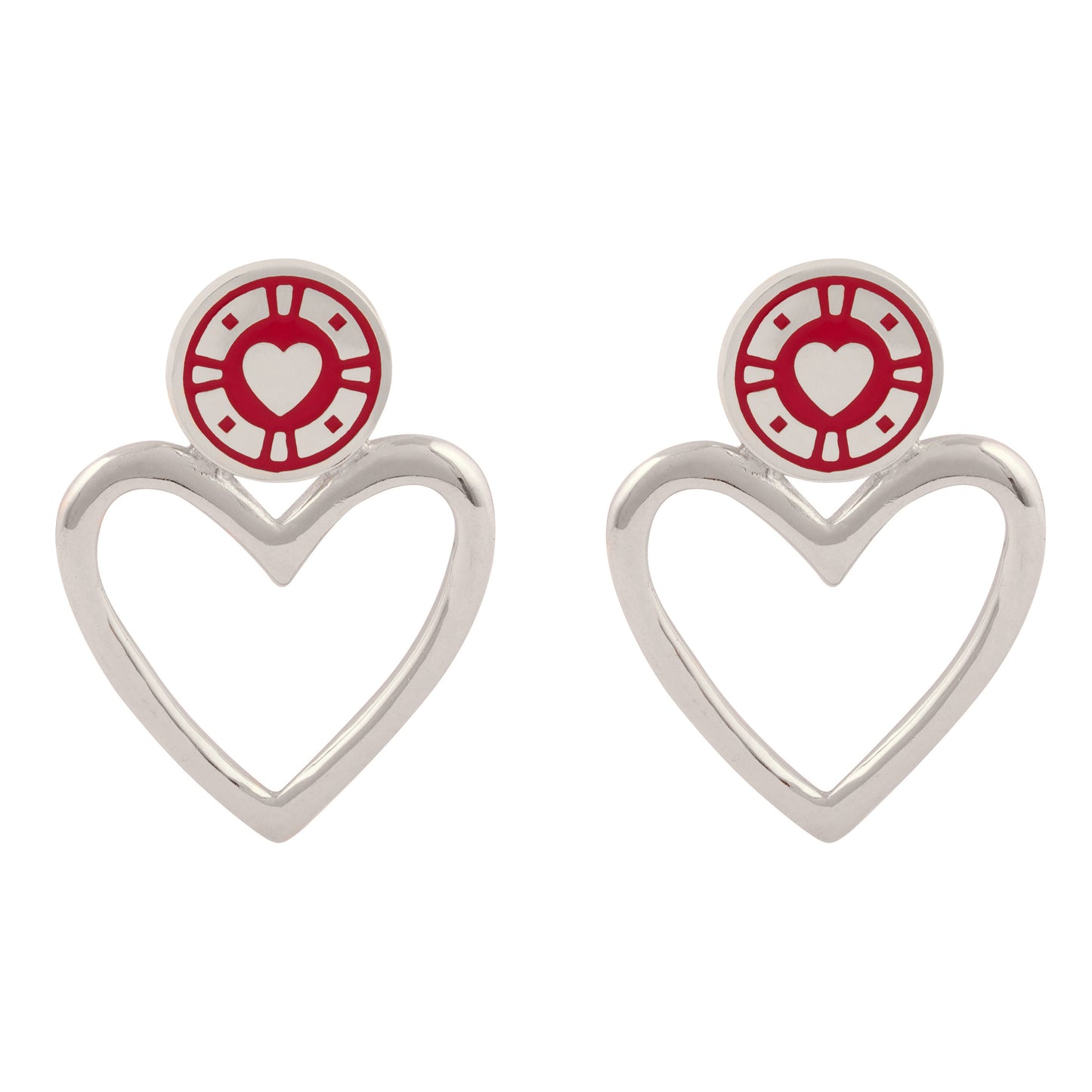 Jackpot Earrings Rhodium red