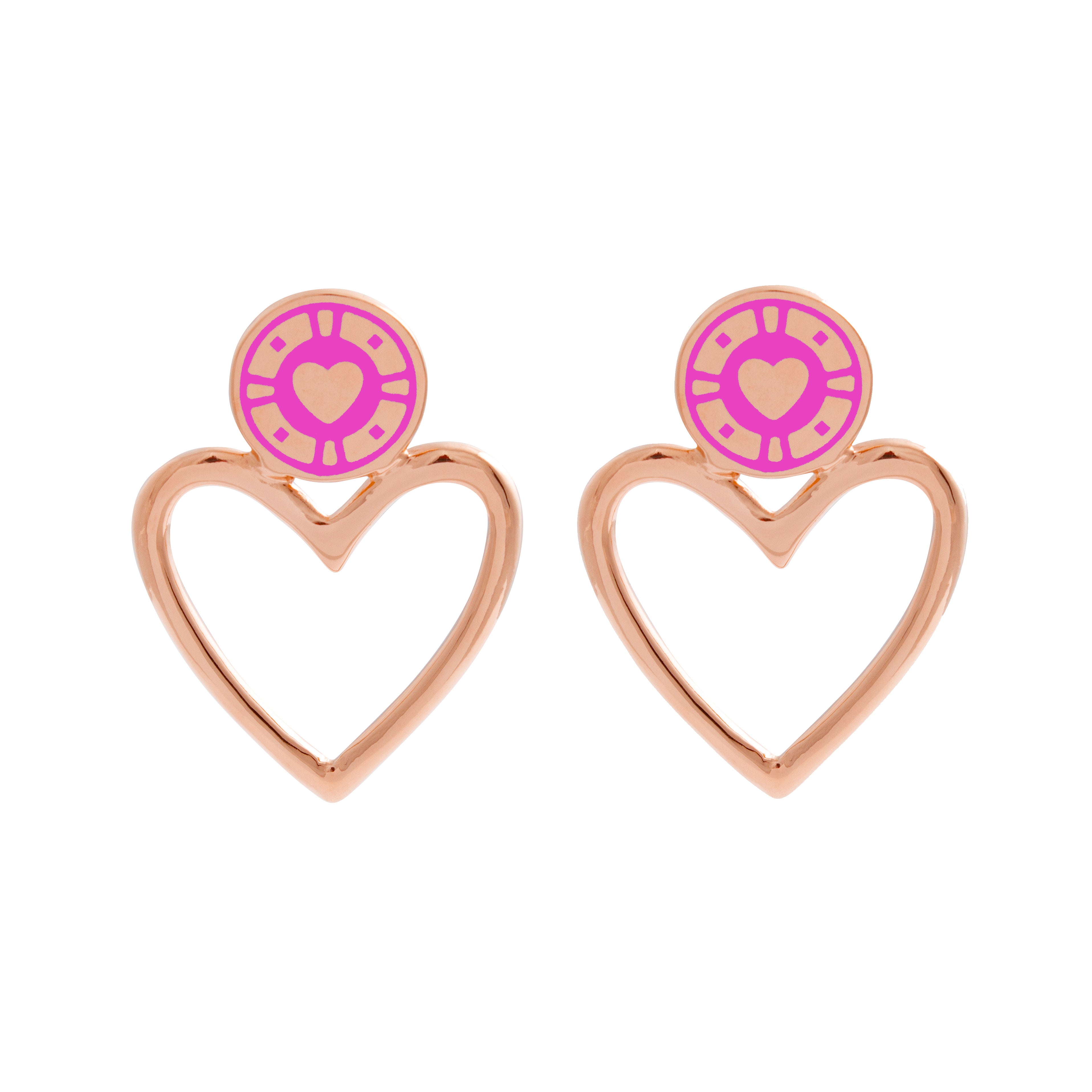 Jackpot Earrings hot pink Rosegold